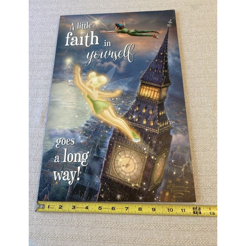 Thomas Kinkade Disney Tinker Bell & Peter Pan Fly to Neverland Wall Wood Sign